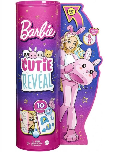 Barbie Cutie reveal panenka 1 série šedý Králíček  Mattel