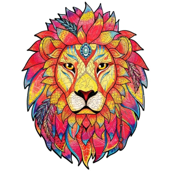 Dřevěné barevné puzzle Tajemný lev Puzzler