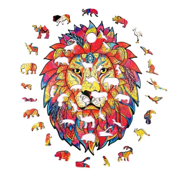 Dřevěné barevné puzzle Tajemný lev Puzzler