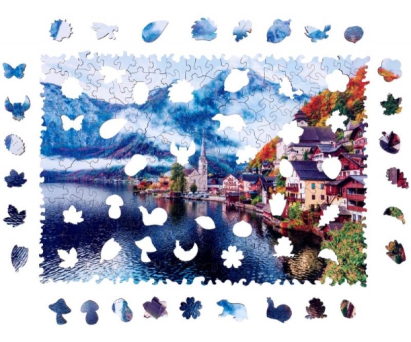Dřevěné barevné puzzle Halštatské jezero Puzzler